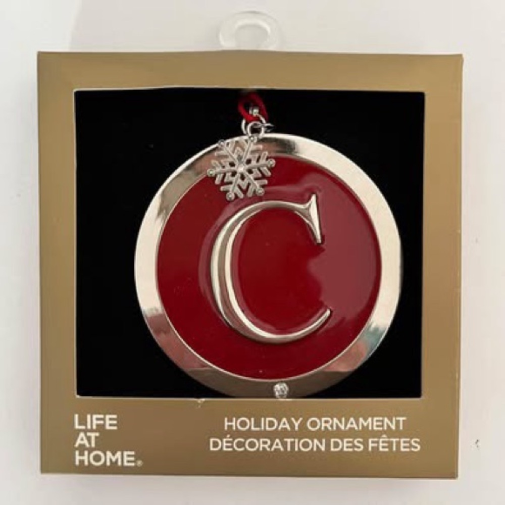 Letter C Metal Christmas Ornament